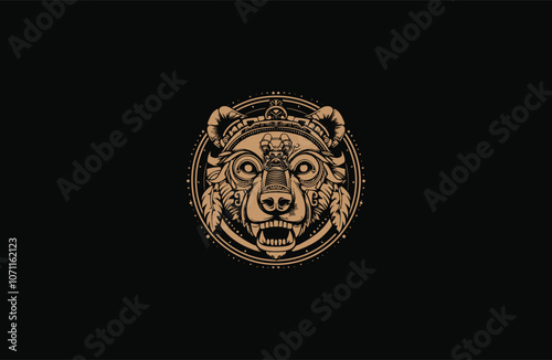 Mayan bear totem logo design vector