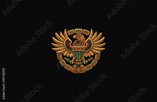 Mayan eagle bird totem style logo design vector