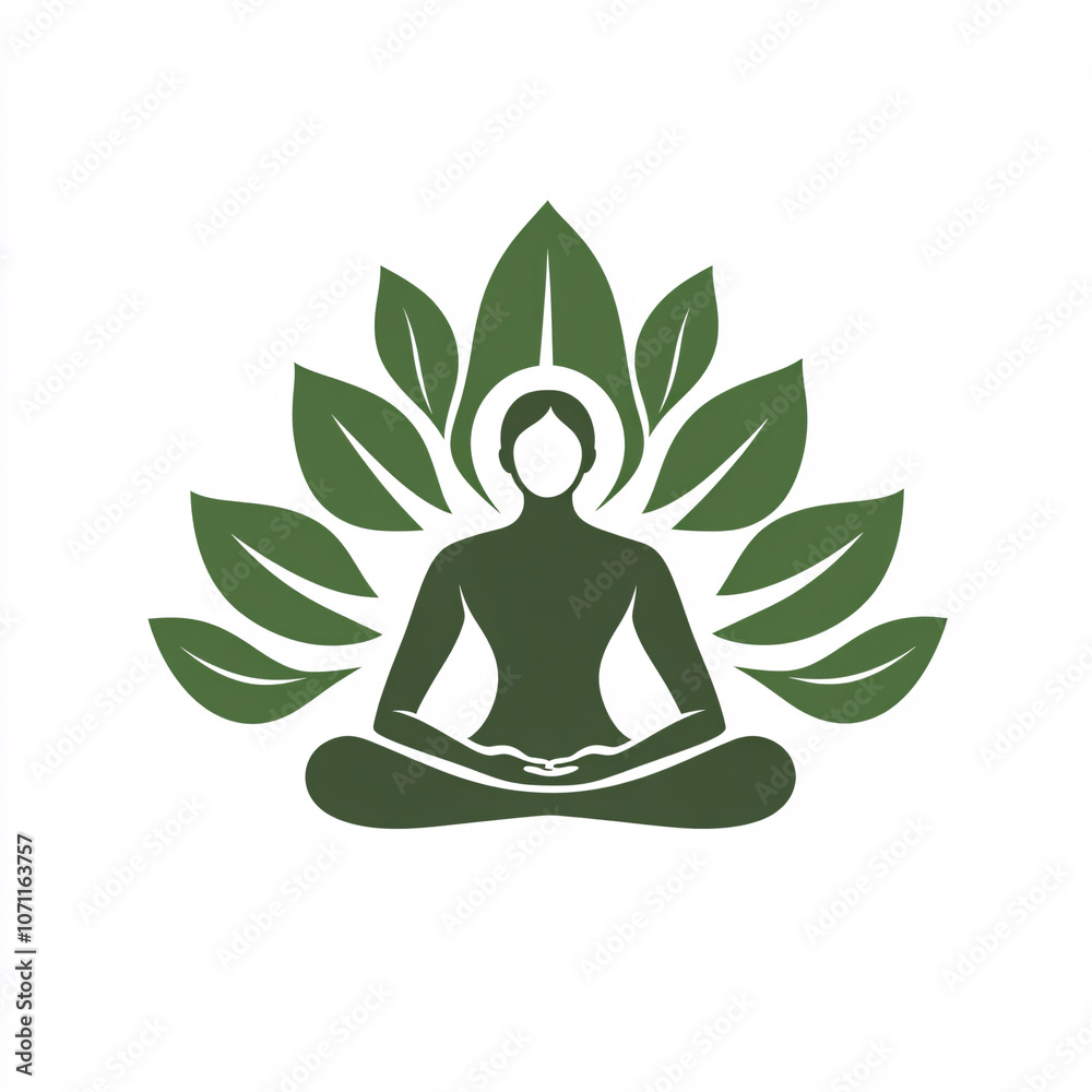 A serene silhouette of a meditating figure surrounded by leaf motifs, symbolizing nature, wellness, and mindfulness. A serene silhouette of a meditating figure surrounded by leaf motifs, symbolizing nature, wellness, and mindfulness.