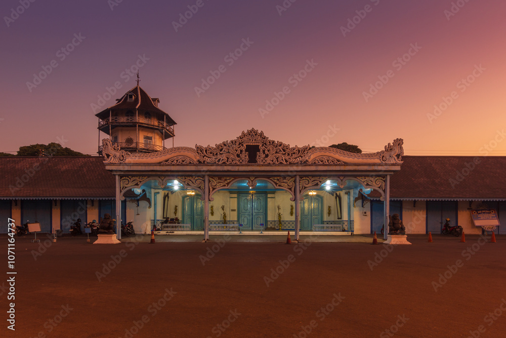 Fototapeta premium View of Keraton Kasunanan in the sunset, this palace is located in the city of Solo or Surakarta, Indonesia 