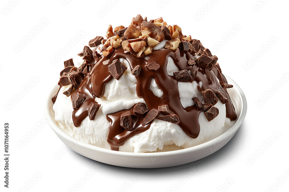 Chocolate and Nut-Topped Ice Cream Sundae Chocolate and Nut-Topped Ice Cream Sundae