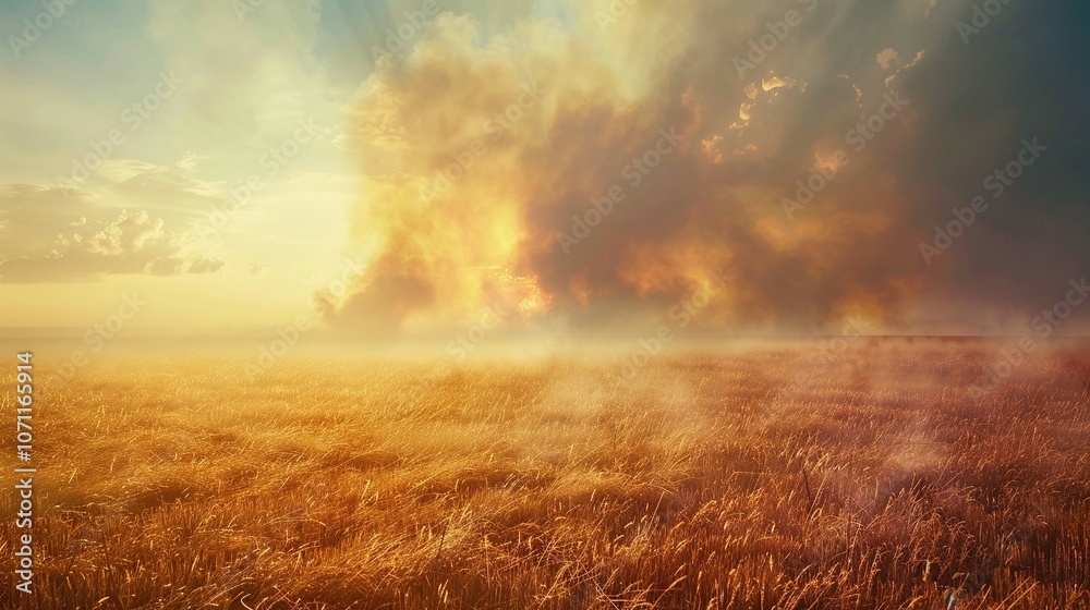 Grassland Inferno: Smoke-Filled Meadows Burning Due to Unchecked Flames