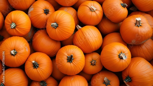 Close-up View of a Pile of Ripe Orange Pumpkins Background