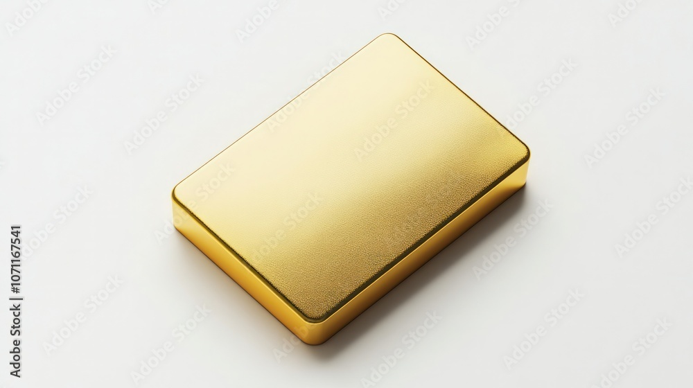3D gold card icon, isolated with polished metallic finish, centered on white background, top-down view. 3D gold card icon, isolated with polished metallic finish, centered on white background, top-down view.