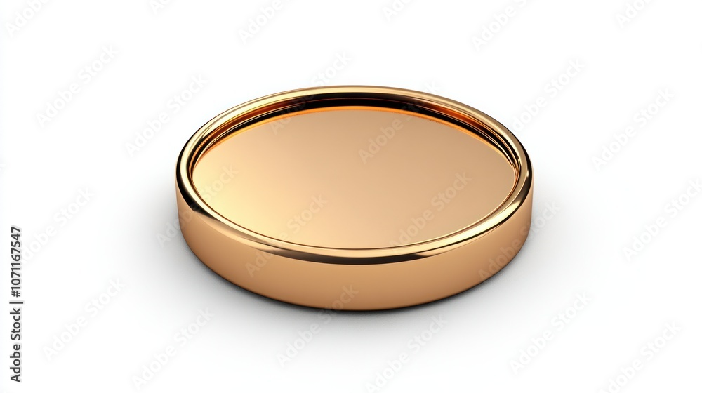 3D gold coin icon, top view on a clean white background, polished metallic finish and reflective surface. 3D gold coin icon, top view on a clean white background, polished metallic finish and reflective surface.