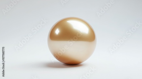 3D render of a metallic gold pearl, highly polished, centered on a clean white background.