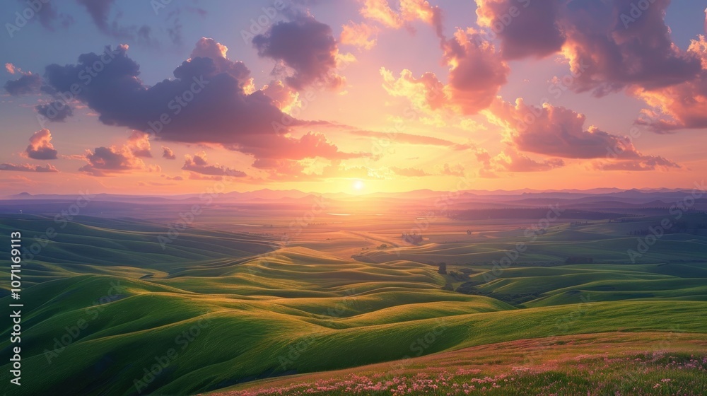 Golden Hour Over Rolling Hills Golden Hour Over Rolling Hills