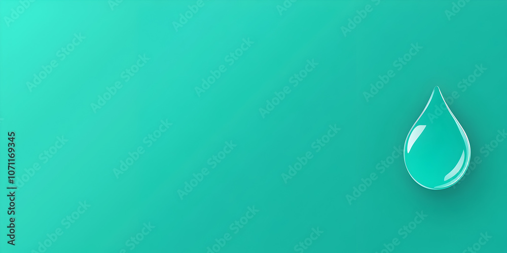 A serene water droplet icon placed to the right, set against a lush green panoramic backdrop with space for text. A serene water droplet icon placed to the right, set against a lush green panoramic backdrop with space for text.