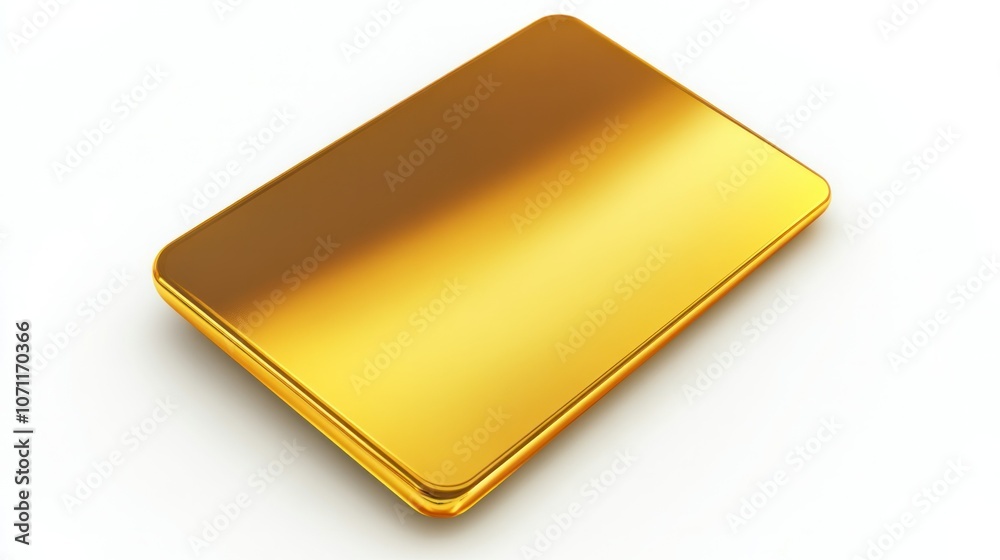 Gold card icon in 3D, reflective and polished, isolated on a white backdrop, with a clean top-down perspective. Gold card icon in 3D, reflective and polished, isolated on a white backdrop, with a clean top-down perspective.