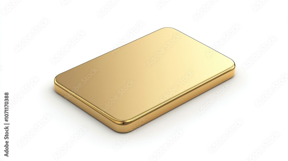 Gold card icon in 3D, with a smooth, shiny finish, top view, isolated on white background. Gold card icon in 3D, with a smooth, shiny finish, top view, isolated on white background.