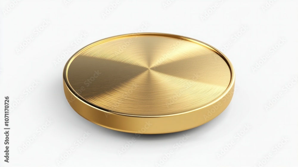 Gold coin design in 3D with metallic, polished finish, isolated and centered on a white background. Gold coin design in 3D with metallic, polished finish, isolated and centered on a white background.