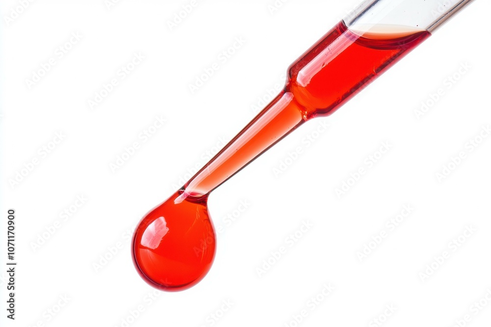A dropper with a single red drop. AI. A dropper with a single red drop. AI.