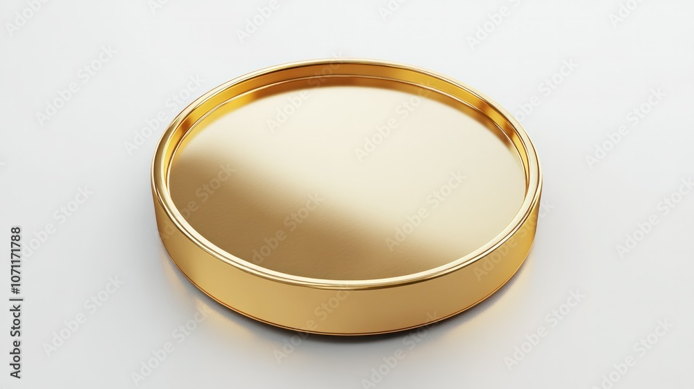 Gold metallic coin, rendered in 3D with polished surface, isolated on a bright white background. Gold metallic coin, rendered in 3D with polished surface, isolated on a bright white background.
