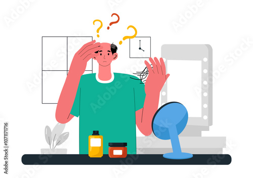 Alopecia Vector Illustration featuring Hair Loss due to Autoimmune Disease and Baldness in a Healthcare Theme with a Flat Style Cartoon Background