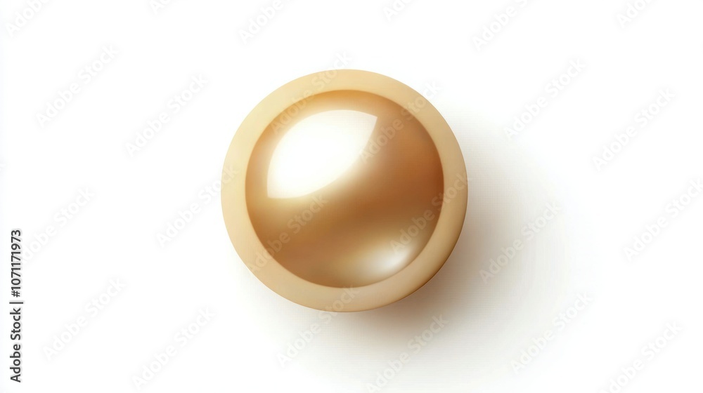 Gold pearl icon in 3D, polished and metallic, isolated on a bright white background, top-down view. Gold pearl icon in 3D, polished and metallic, isolated on a bright white background, top-down view.