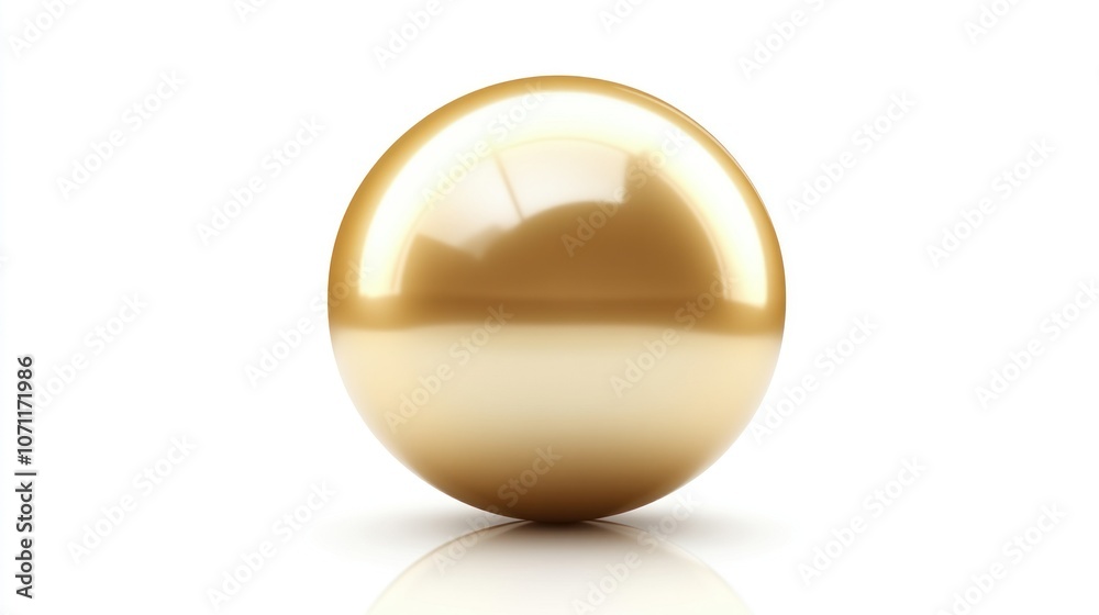 Gold pearl icon, isolated and polished with a reflective finish, 3D view on a white background. Gold pearl icon, isolated and polished with a reflective finish, 3D view on a white background.