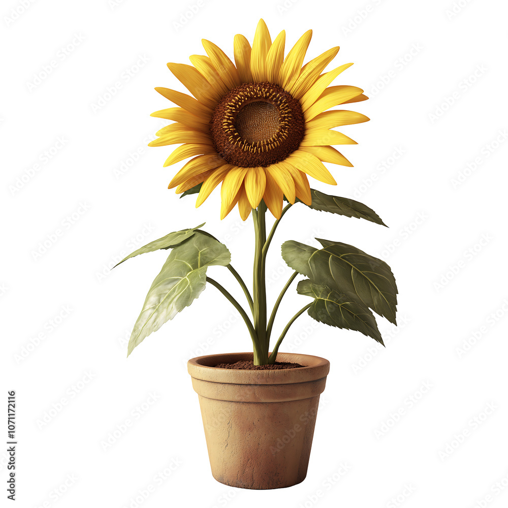 Obraz premium Vibrant Sunflower in a Clay Pot
