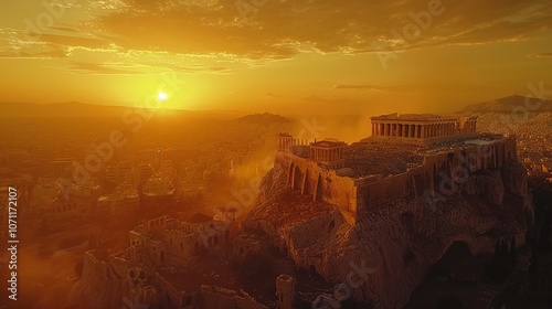 Golden Sunset Over Acropolis