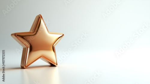 Gold star icon in 3D, isolated on white, with a shiny, polished metallic finish.