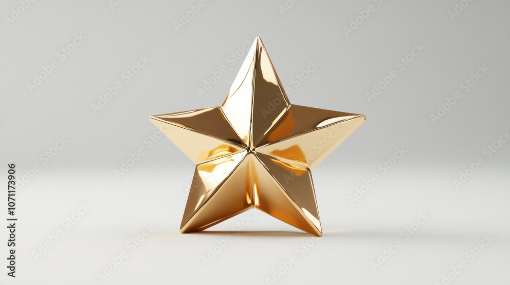 High-quality render of a polished gold star icon, isolated on a white background, in 3D. High-quality render of a polished gold star icon, isolated on a white background, in 3D.