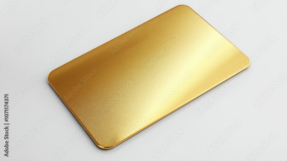 Isolated 3D render of a gold card, shiny and metallic, centered on a plain white backdrop. Isolated 3D render of a gold card, shiny and metallic, centered on a plain white backdrop.