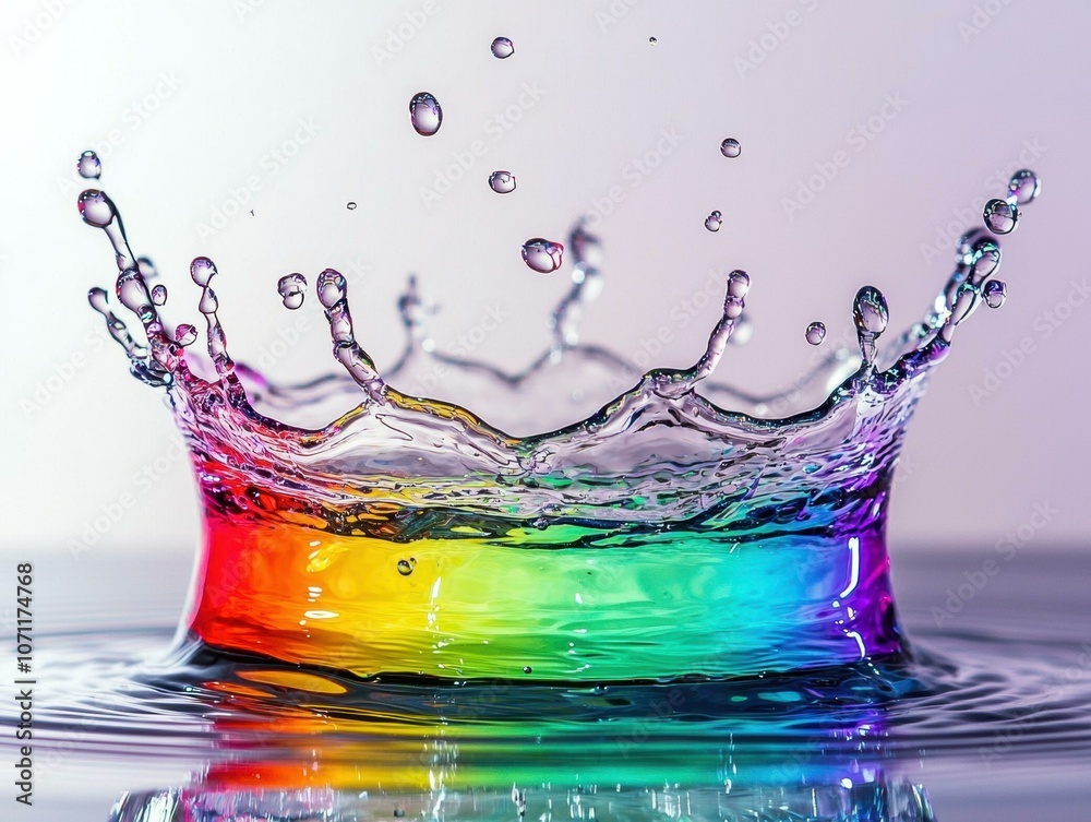 A splash of colorful liquid creates a rainbow effect in the water. AI. A splash of colorful liquid creates a rainbow effect in the water. AI.