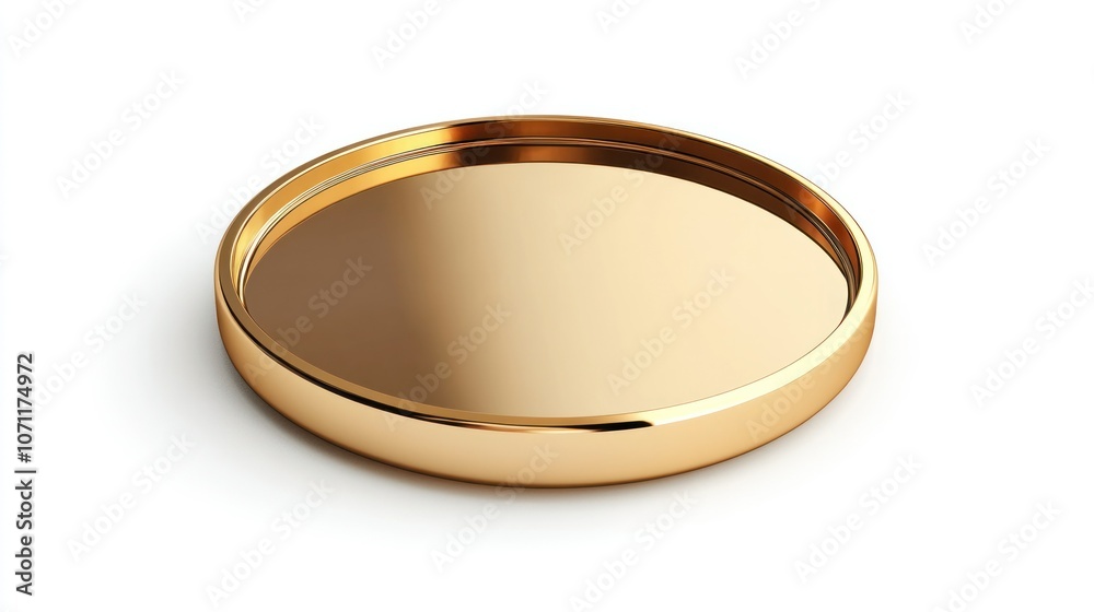 Metallic gold coin symbol, polished surface with reflective finish, isolated on white background. Metallic gold coin symbol, polished surface with reflective finish, isolated on white background.