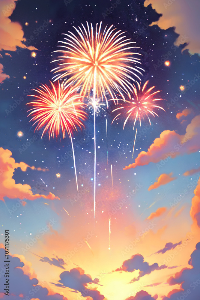 outdoor beautiful fireworks in cloudy days outdoor beautiful fireworks in cloudy days