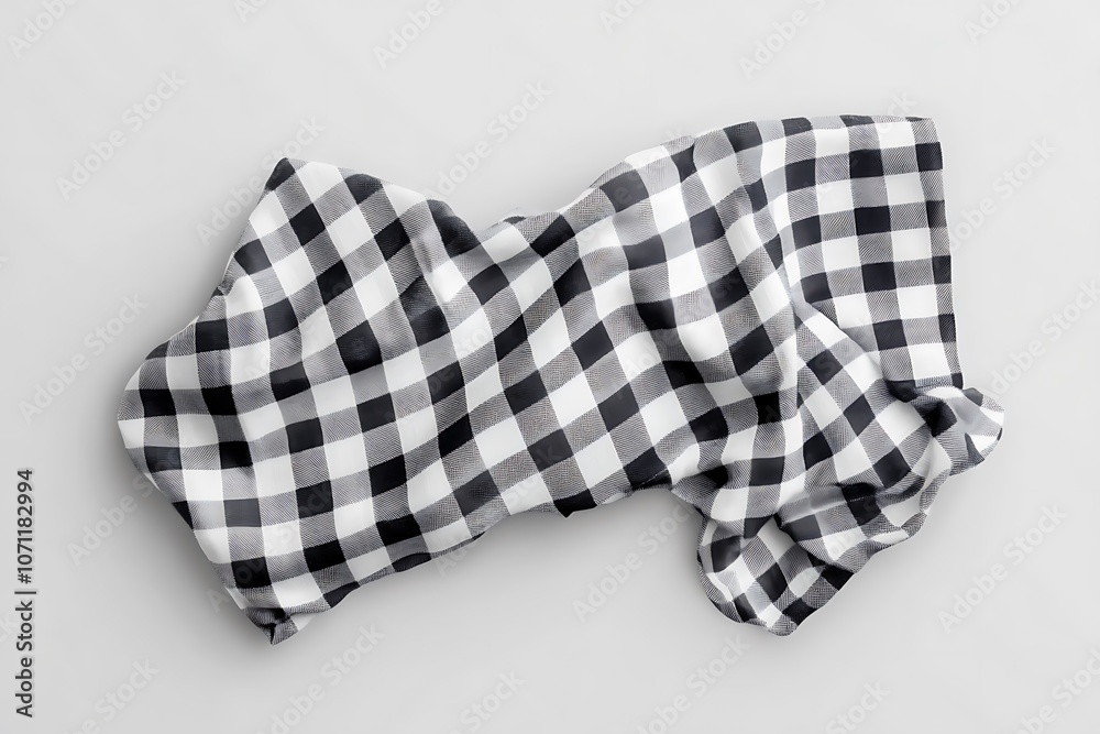 a black and white plaid towel with a white background. a black and white plaid towel with a white background.