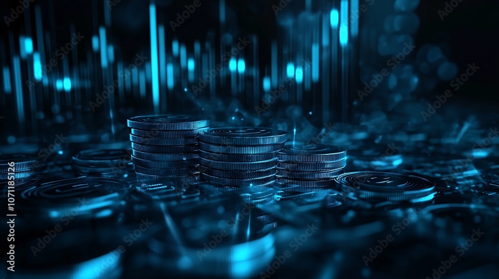 Blue money business graph finance chart diagram on economy 3D coin background with growth financial data concept or investment market profit bar and success market stock technology currency Blue money business graph finance chart diagram on economy 3D coin background with growth financial data concept or investment market profit bar and success market stock technology currency