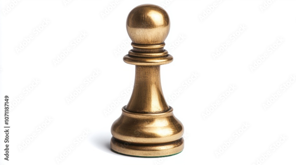 Gold chess piece, isolated on white, symbolizing strategy and intelligence Gold chess piece, isolated on white, symbolizing strategy and intelligence
