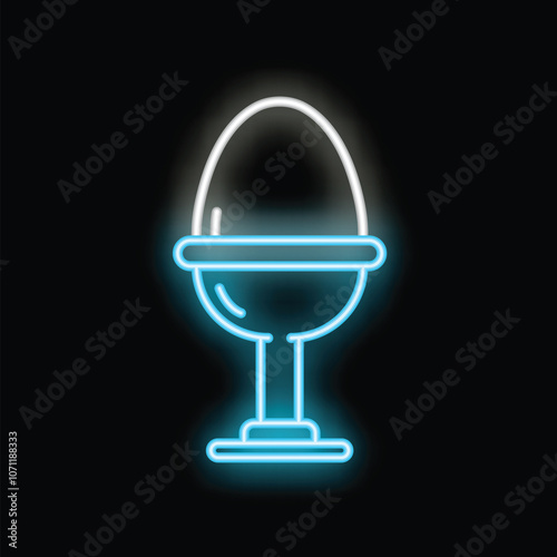 Glowing neon line egg holder icon isolated on black background. Vector illustration