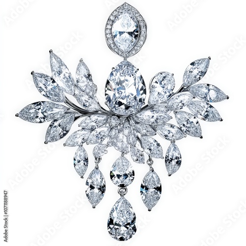 PNG coquette diamond brooch accessories chandelier accessory, white background.
