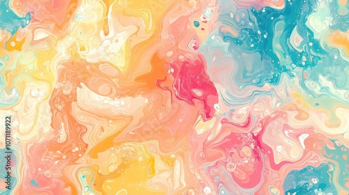 Seamless decorative marbling texture in vibrant pastel colors ideal for textiles packaging and card design