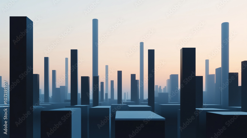Abstract Minimalist Skyline Cityscape Architecture Dusk Abstract Minimalist Skyline Cityscape Architecture Dusk