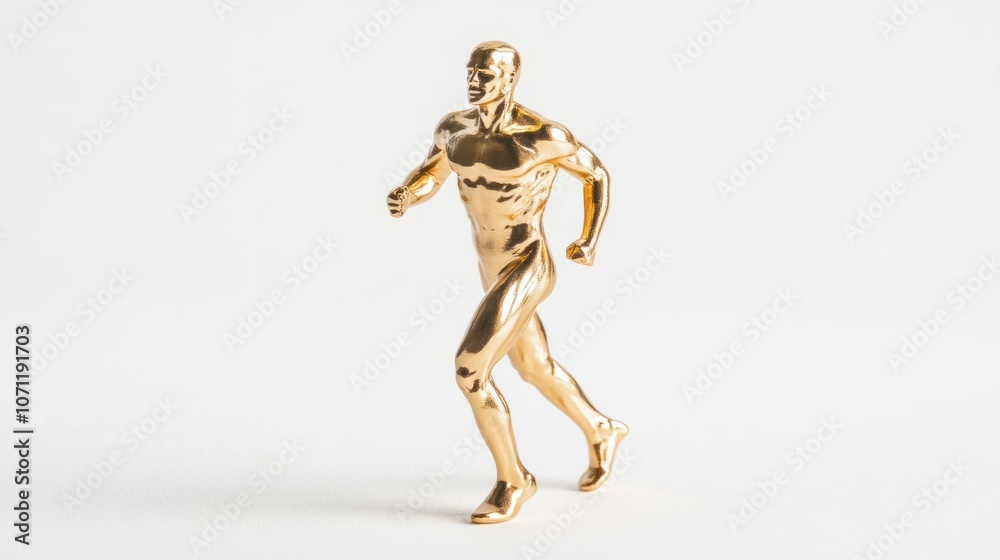 Gold statuette of an athlete, isolated on a white background, symbolizing achievement and sports Gold statuette of an athlete, isolated on a white background, symbolizing achievement and sports