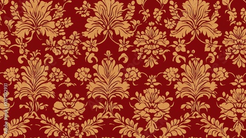 Seamless Mughal flower pattern featuring intricate floral designs ideal for fabric or wallpaper applications