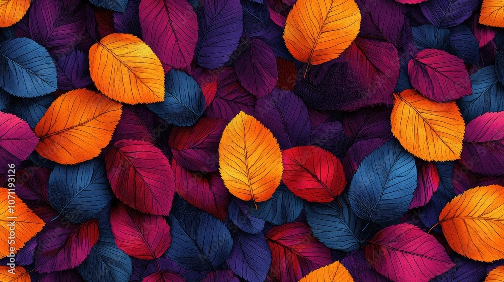 Beautiful autumn leaf seamless pattern featuring vibrant colors and intricate details for textile design and home decor Beautiful autumn leaf seamless pattern featuring vibrant colors and intricate details for textile design and home decor