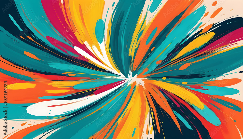 illustration Dynamic abstract brush strokes in bright colors illustration Dynamic abstract brush strokes in bright colors
