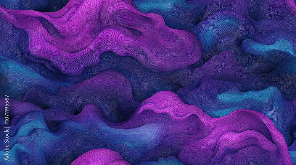 Obraz premium Seamless pattern of vibrant violet and cool cyan textures showcasing modern artistic design for interior decor or textile applications