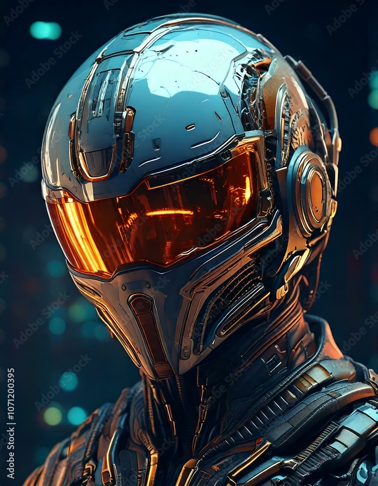 Fototapeta premium generative AI. Futuristic helmet with artificially intelligent high-resolution