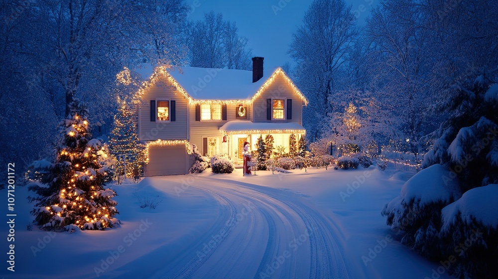 A charming house decorated for Christmas, set against a white background. The festive decorations capture the spirit of the season, with touches of holiday cheer and warmth, A charming house decorated for Christmas, set against a white background. The festive decorations capture the spirit of the season, with touches of holiday cheer and warmth,