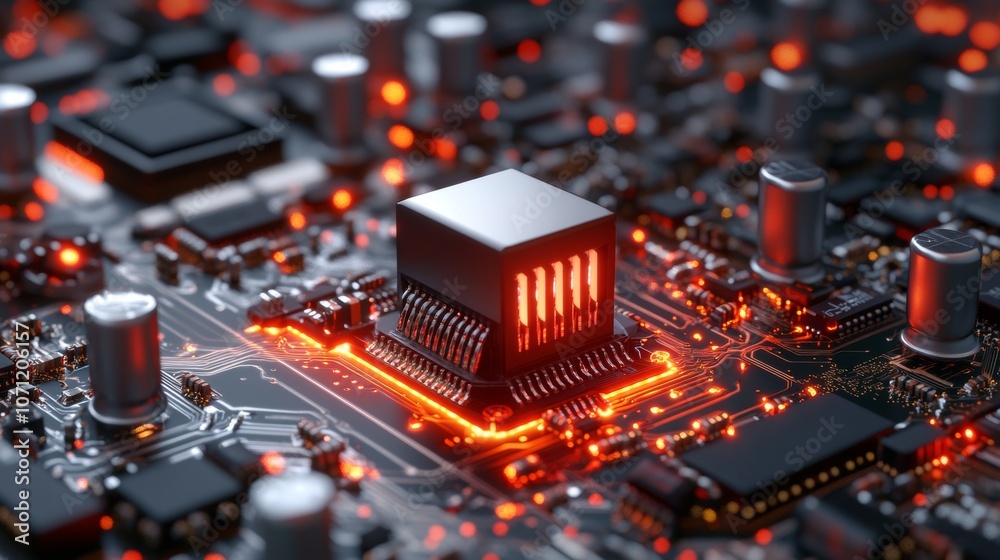 Obraz premium High Tech Circuit Board CPU Microchip Technology Electronics Innovation