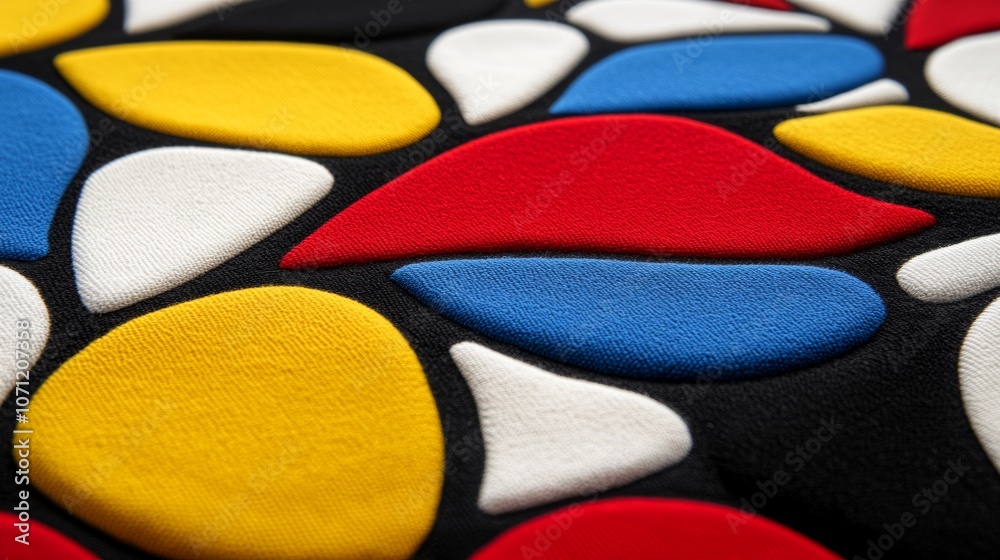 Colorful 3D Fabric Texture Abstract Background with Red Yellow Blue White Shapes Colorful 3D Fabric Texture Abstract Background with Red Yellow Blue White Shapes