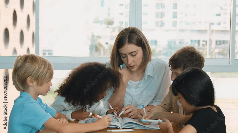 Happy diverse student and smart teacher drawing and coloring by using marker at drawing book. Multicultural smart learner using drawing book while talking to skilled caucasian instructor. Erudition. Happy diverse student and smart teacher drawing and coloring by using marker at drawing book. Multicultural smart learner using drawing book while talking to skilled caucasian instructor. Erudition.