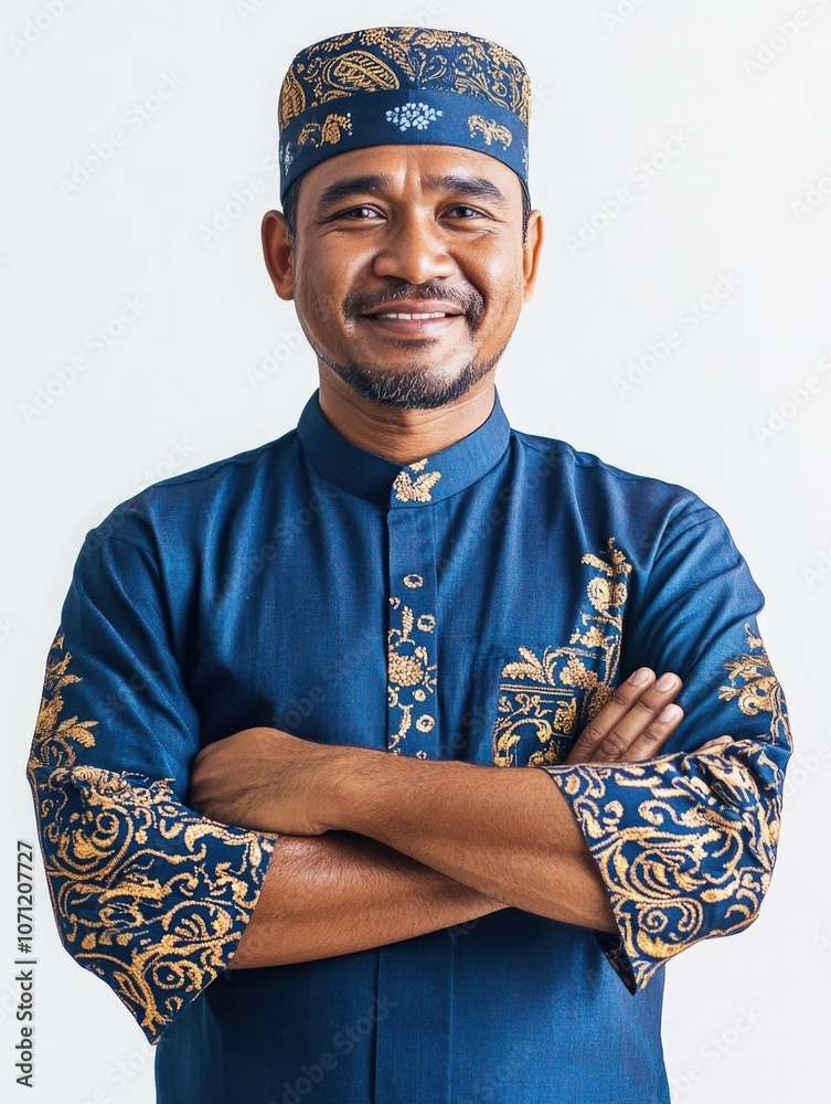 Obraz premium Smiling Man in Traditional Attire
