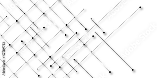 Technology abstract white digital background of connected dot with black line .many squares and rectangle shapes .Internet connection network high digital technology with connecting points and