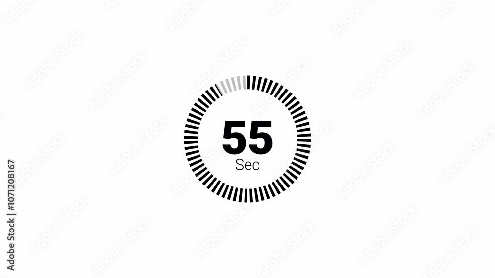  Circle countdown timer One minute animation from 60 to 0 seconds on transparent background with alpha channel, 60 second countdown timer, Countdown video


