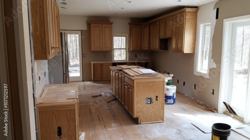 Home renovation project in progress: kitchen remodeling and interior transformation photo