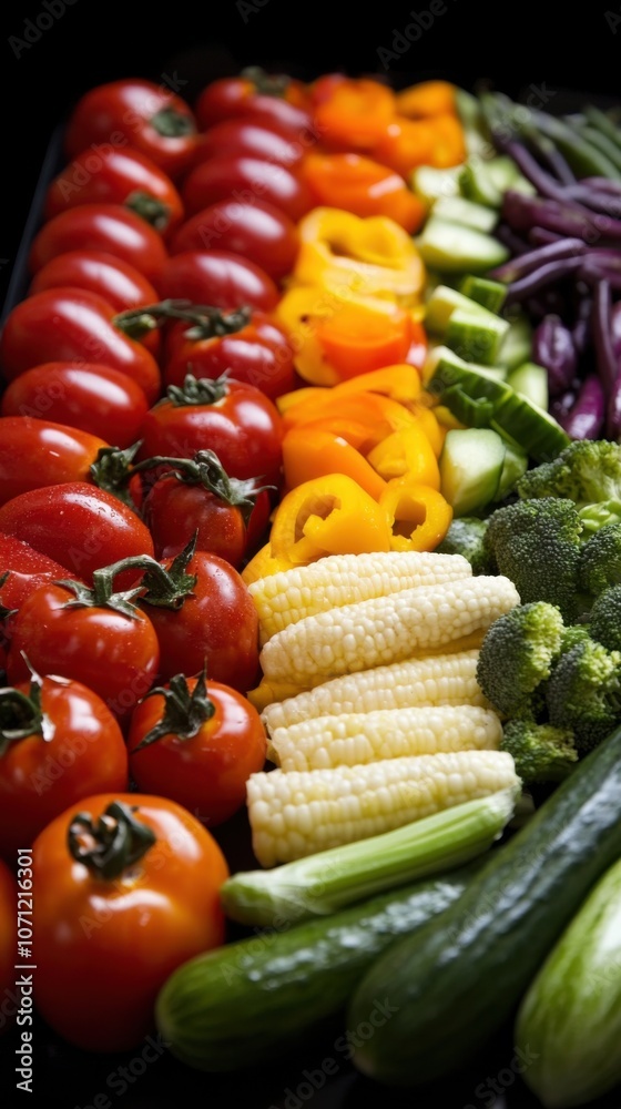 Vibrant display of fresh fruits and vegetables for healthy living Vibrant display of fresh fruits and vegetables for healthy living